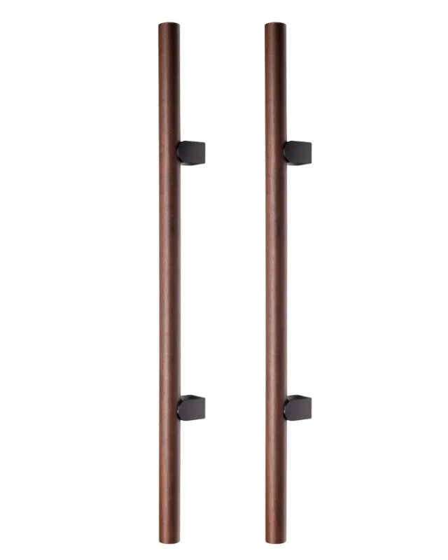 Set mânere spațiale duble Viefe Kumo Wood Big, nuc și negru titan, 610 mm (interax 320 mm)