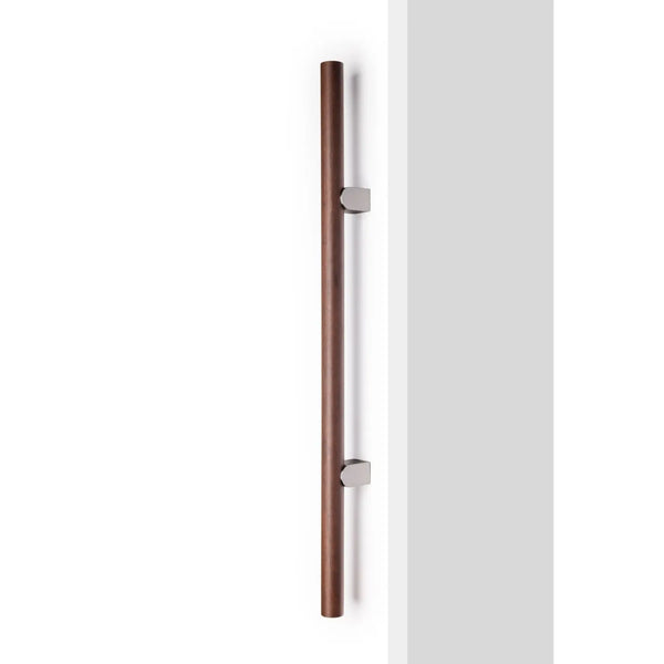 Set mânere spațiale duble Viefe Kumo Wood Big, nuc și oțel inoxidabil, 610 mm (interax 320 mm) - imagine 2