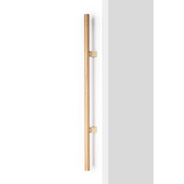 Set mânere spațiale duble Viefe Kumo Wood Big, stejar și alamă periată, 1010 mm (interax 640 mm) - imagine 2