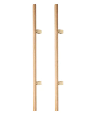 Set mânere spațiale duble Viefe Kumo Wood Big, stejar și alamă periată, 1010 mm (interax 640 mm)