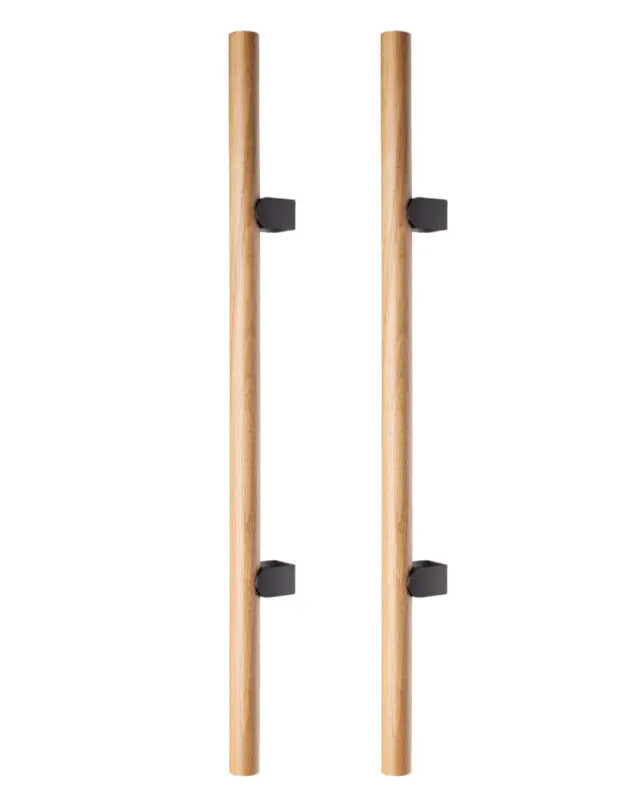Set mânere spațiale duble Viefe Kumo Wood Big, stejar și negru titan, 610 mm (interax 320 mm)