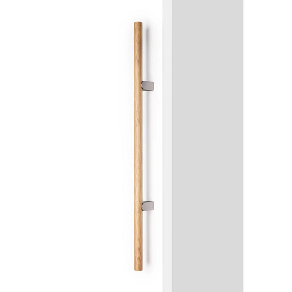 Set mânere spațiale duble Viefe Kumo Wood Big, stejar și oțel inoxidabil, 1010 mm (interax 640 mm) - imagine 2