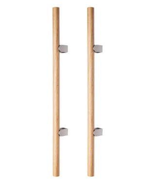 Set mânere spațiale duble Viefe Kumo Wood Big, stejar și oțel inoxidabil, 610 mm (interax 320 mm)