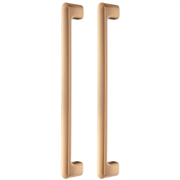 Set mânere spațiale duble Viefe Luv Big, alamă cava periată, 419 mm (interax 384 mm)