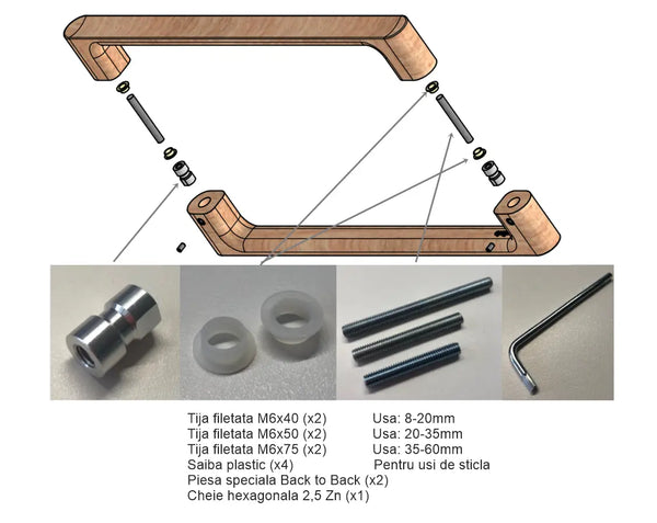 Set mânere spațiale duble Viefe Luv Wood, frasin negru mat lacuit, 418,5 mm (interax 384 mm) - imagine 4