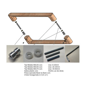 Set mânere spațiale duble Viefe Luv Wood, natur, 418,5 mm (interax 384 mm) - imagine 4