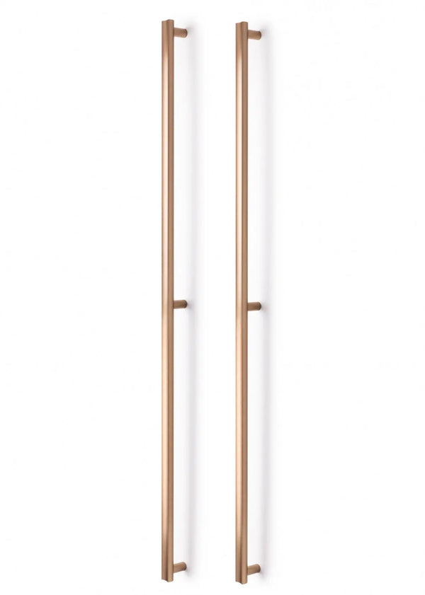 Set mânere spațiale duble Viefe Moon, alamă cava periată, 1096 mm (interax 1056 mm)