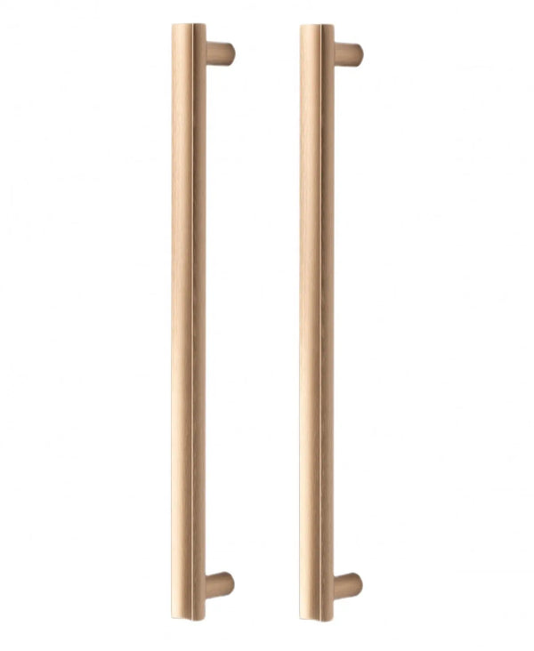 Set mânere spațiale duble Viefe Moon, alamă cava periată, 424 mm (interax 384 mm)
