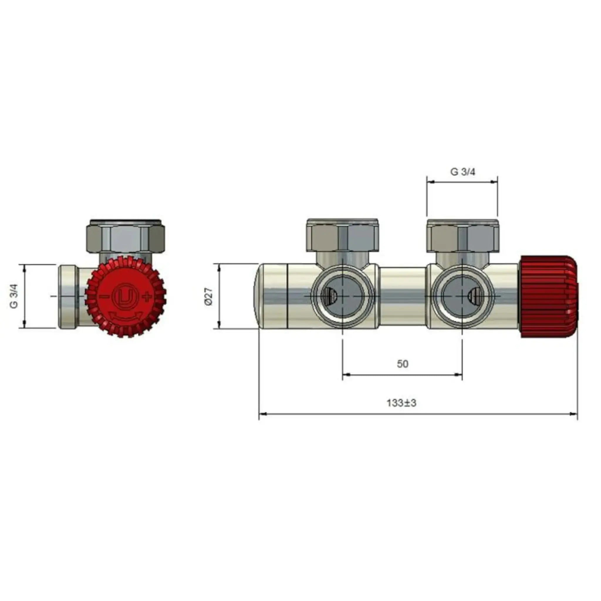 Robinet termostatic pe partea dreapta DUOPEX / TWINS – alb Lussoline