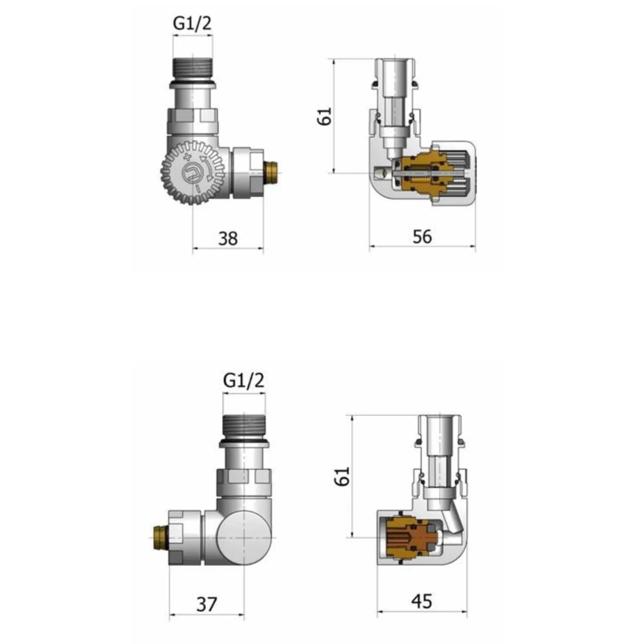 Robinet termostatic pe partea dreapta CORNERPEX / VISION – alb Lussoline