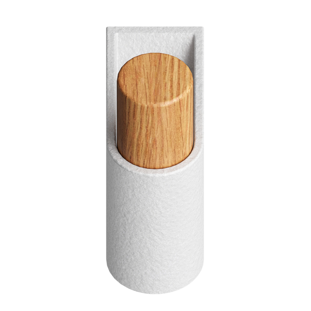 Agățătoare cuier Viefe Casey, piatră texturată albă și stejar, 23 × 61 mm