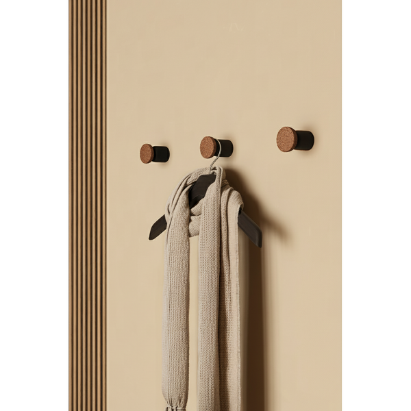 Agățătoare cuier Viefe Piece, negru mat lacuit și plută, 48 × 64 mm - imagine 3