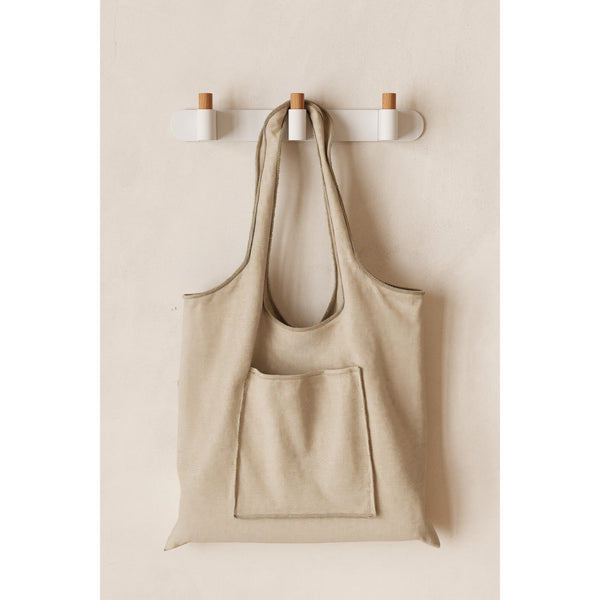 Cuier cu agățători Viefe Casey Rack, piatră texturată albă și stejar, 340 × 43 × 62 mm - imagine 3