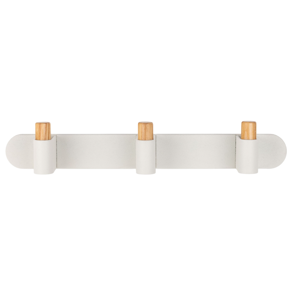 Cuier cu agățători Viefe Casey Rack, piatră texturată albă și stejar, 340 × 43 × 62 mm