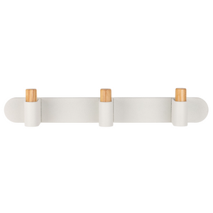 Cuier cu agățători Viefe Casey Rack, piatră texturată albă și stejar, 340 × 43 × 62 mm