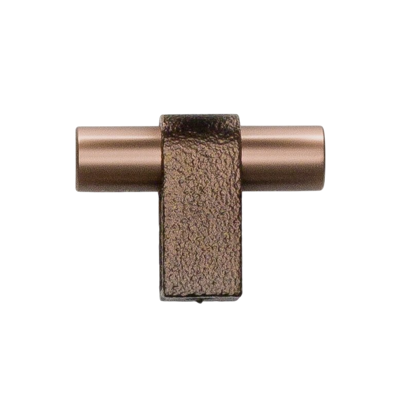 Buton mobilier Viefe Casey, maro metalic texturat și bronz mat, 60 × 44,3 mm