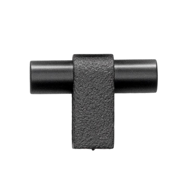 Buton mobilier Viefe Casey, negru lava texturat și negru mat, 60 × 44,3 mm