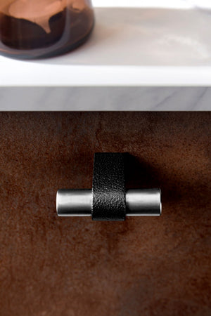 Buton mobilier Viefe Casey, negru lava texturat și negru titan lustruit, 60 × 44,3 mm - imagine 3