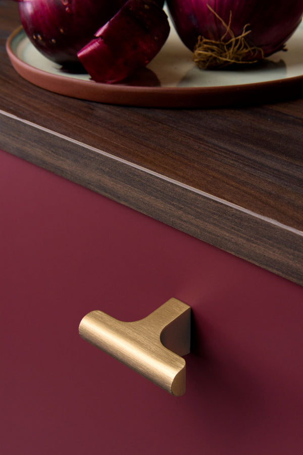 Buton mobilier Viefe Hinoki, alamă cava periată, 60 × 36,7 mm - imagine 2