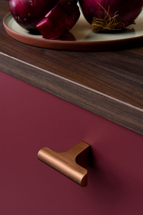 Buton mobilier Viefe Hinoki, bronz periat, 60 × 36,7 mm - imagine 2