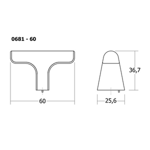 Buton mobilier Viefe Hinoki, bronz periat, 60 × 36,7 mm