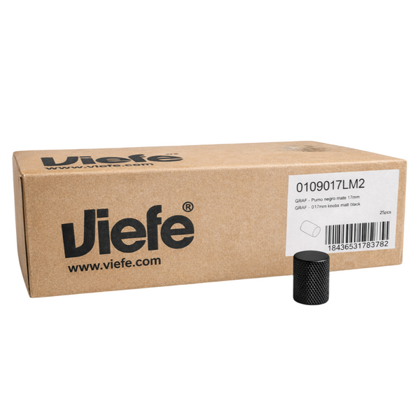 Cutie cu 25 de butoni mobilier Viefe Graf, negru mat, 17,5 × 28 mm - imagine 3