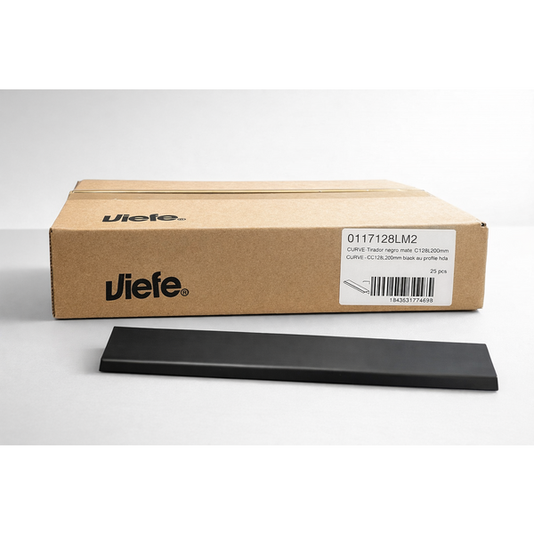 Cutie cu 25 de mânere mobilier Viefe, negru mat, 200 mm (interax 128 mm) - imagine 3
