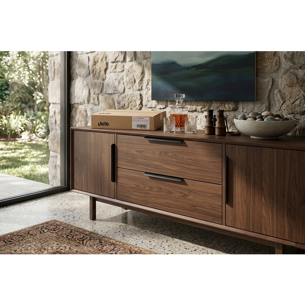 Cutie cu 25 de mânere mobilier Viefe, negru mat, 200 mm (interax 128 mm)