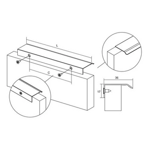 Cutie cu 25 de mânere mobilier Viefe Cruve, negru mat, 45 mm (interax 32 mm) - imagine 5