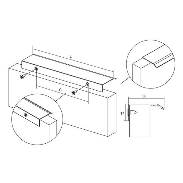 Cutie cu 25 de mânere mobilier Viefe Cruve, negru mat, 45 mm (interax 32 mm) - imagine 5