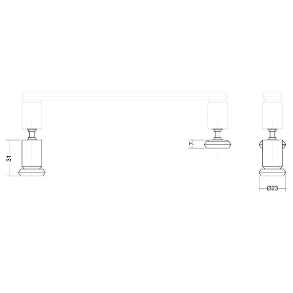 Kit de montaj pe sticlă pentru mâner Viefe Fase, negru periat, Ø 23 mm