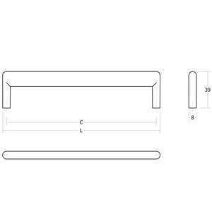 Mâner mobilier Viefe Beam, alamă cava periată, 168 mm (interax 160 mm) - imagine 2