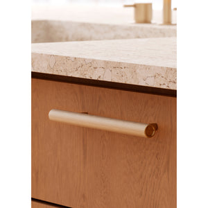 Mâner mobilier Viefe Boto, alamă cava periată, 226 mm (interax 160 mm) - imagine 3