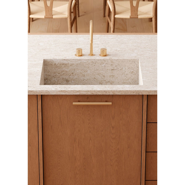 Mâner mobilier Viefe Boto, alamă cava periată, 226 mm (interax 160 mm) - imagine 5