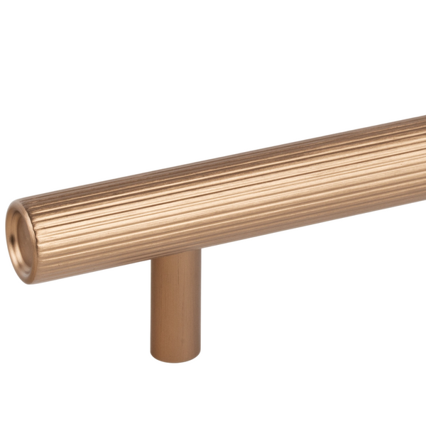 Mâner mobilier Viefe Boto, alamă cava periată, 386 mm (interax 320 mm) - imagine 2