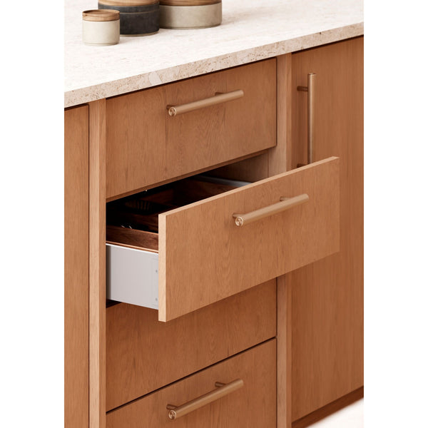 Mâner mobilier Viefe Boto, alamă cava periată, 386 mm (interax 320 mm) - imagine 4