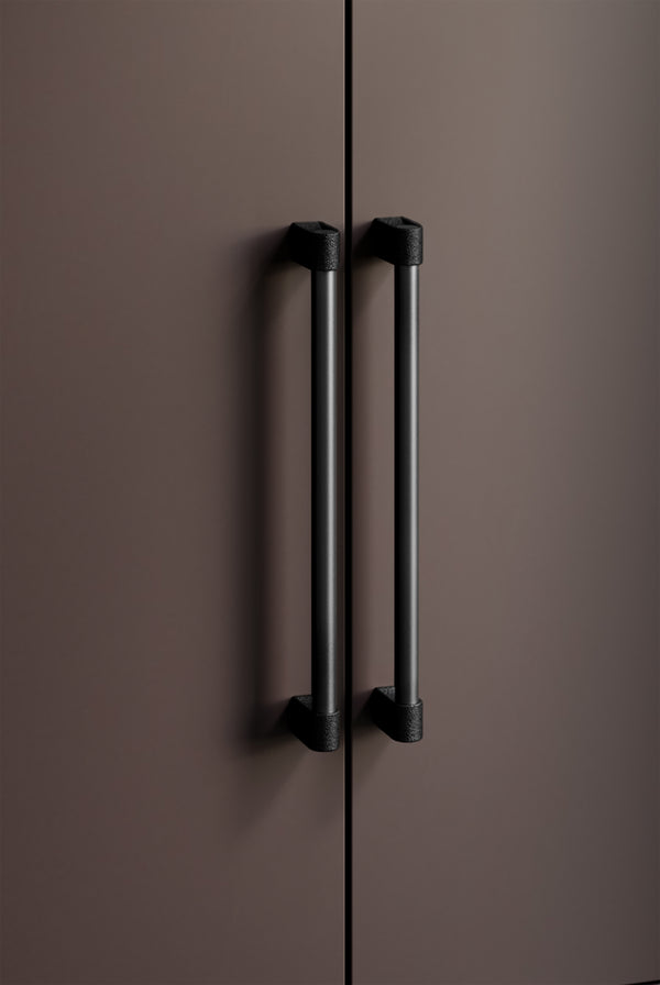Mâner mobilier Viefe Casey Big, negru lava texturat și negru titan lustruit, 448 mm (interax 416 mm) - imagine 2