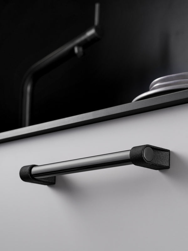 Mâner mobilier Viefe Casey, negru lava texturat și negru titan lustruit, 339 mm (interax 320 mm) - imagine 3