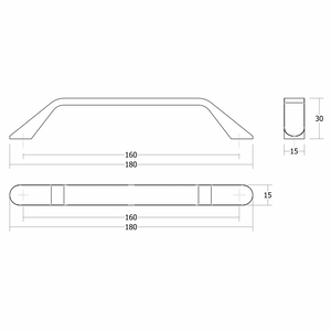 Mâner mobilier Viefe Dropp, negru mat, 180 mm (interax 160 mm) - imagine 2