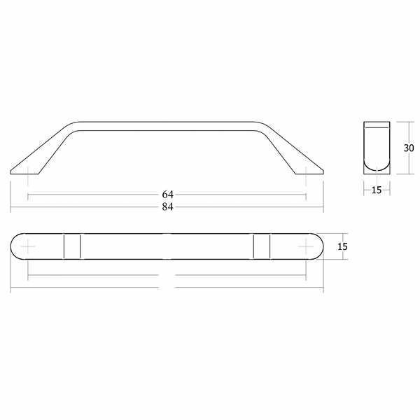 Mâner mobilier Viefe Dropp, negru mat, 84 mm (interax 64 mm) - imagine 3