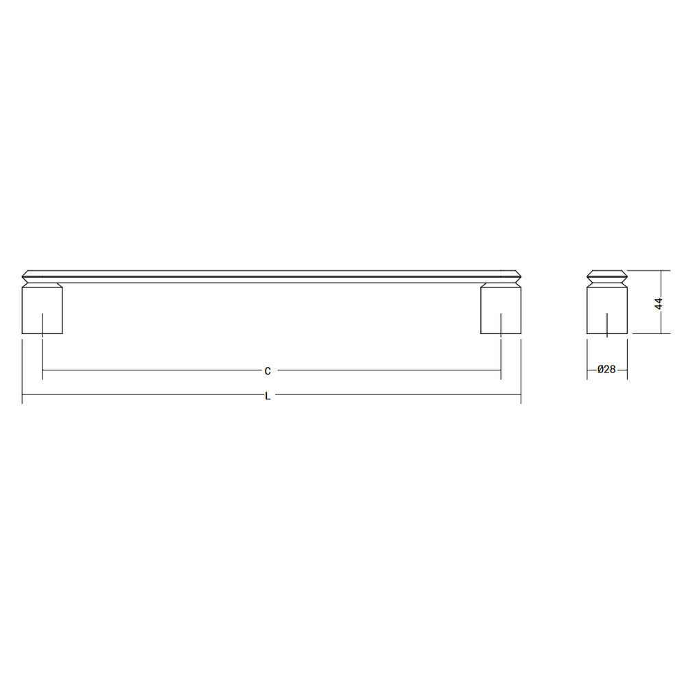 Mâner mobilier Viefe Fase Big, alamă cava periată, 508 mm (interax 480 mm)
