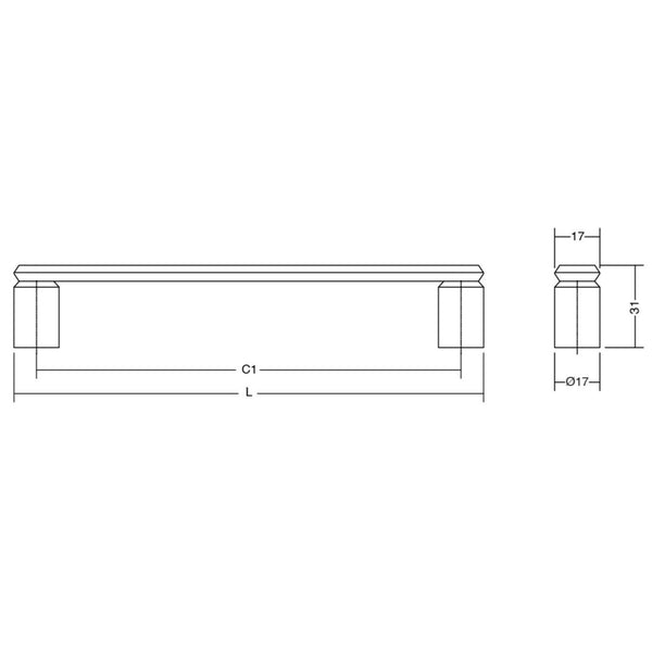 Mâner mobilier Viefe Fase, bronz periat, 337 mm (interax 320 mm)