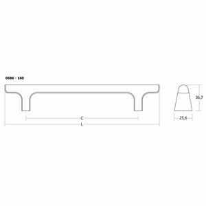 Mâner mobilier Viefe Hinoki, bronz periat, 220 mm (interax 160 mm) - imagine 2