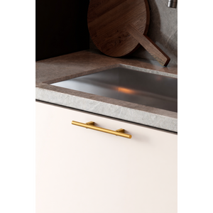 Mâner mobilier Viefe Kumo, alamă cava periată, 248 mm (interax 128 mm) - imagine 3