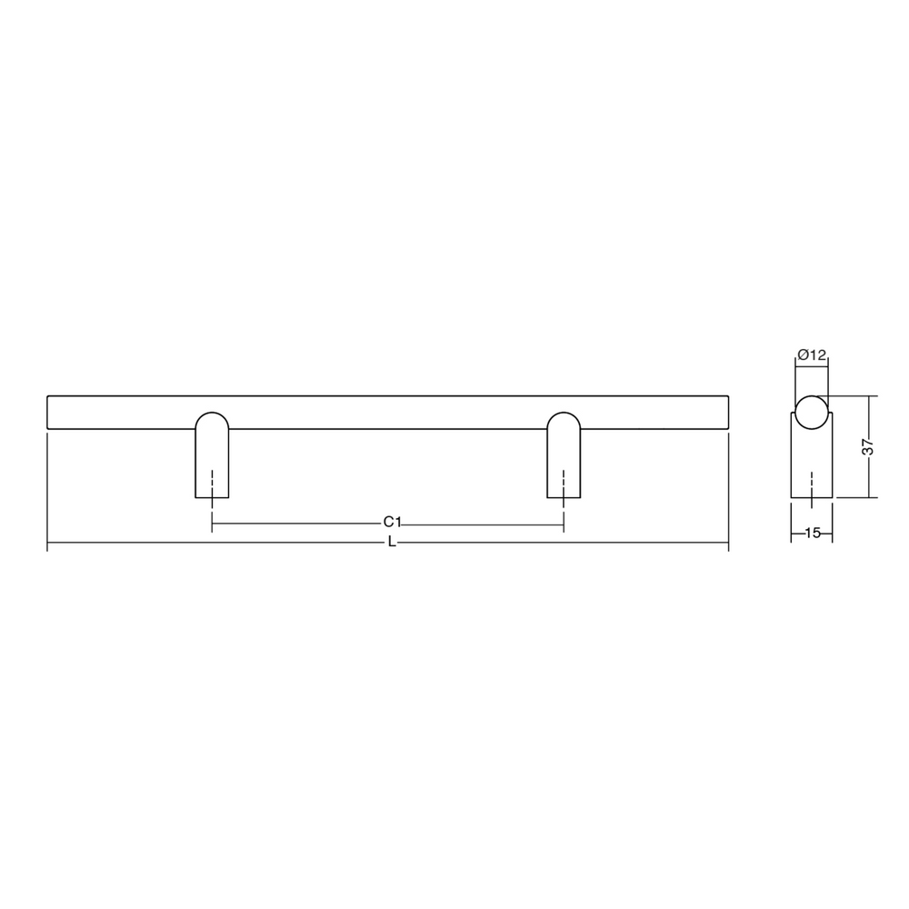 Mâner mobilier Viefe Kumo, bronz periat, 480 mm (interax 320 mm)
