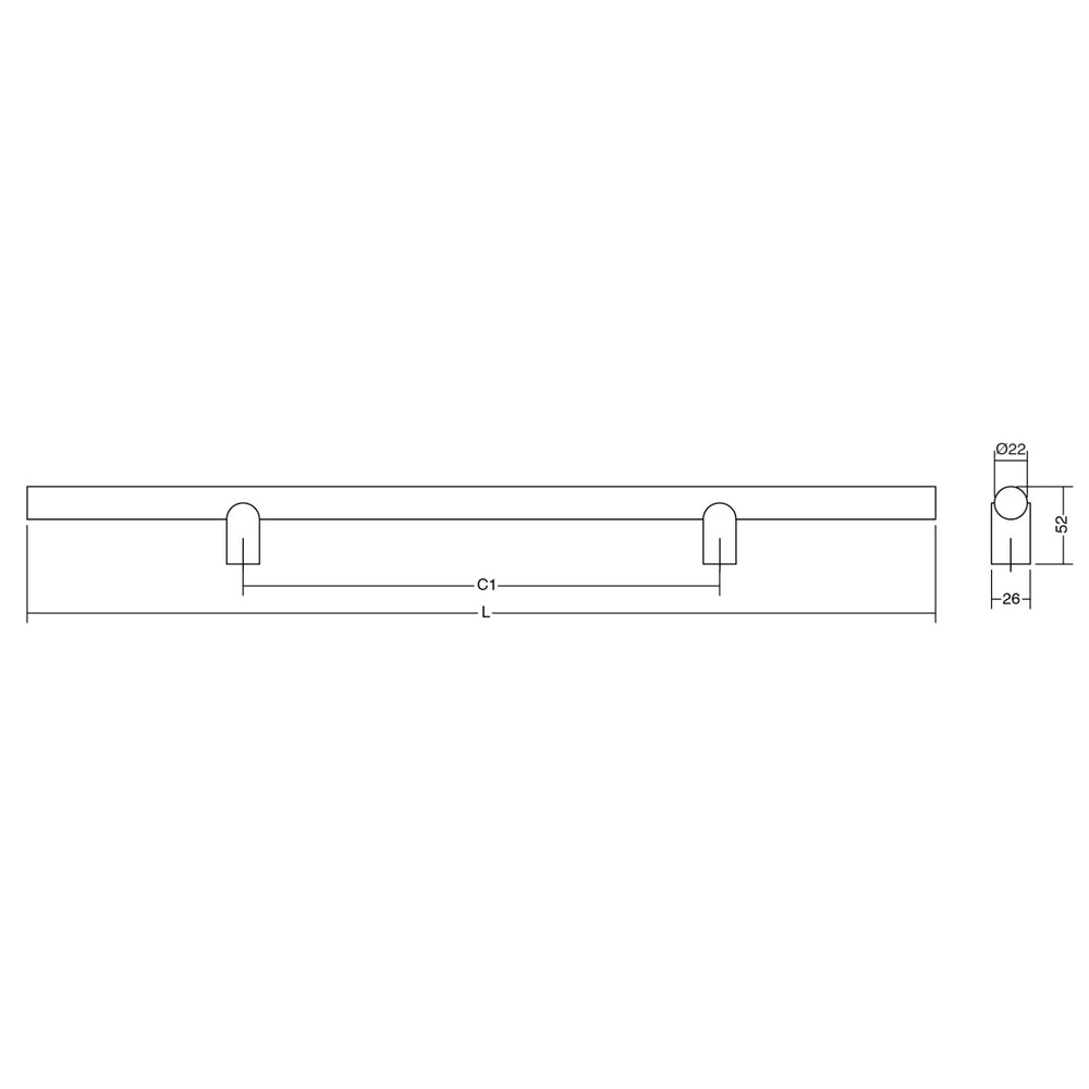 Mâner lung Viefe Kumo Wood Big, nuc și alamă periată, 1010 mm (interax 640 mm)