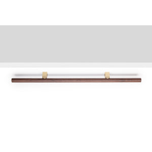 Mâner mobilier Viefe Kumo Wood, nuc și alamă periată, 248 mm (interax 128 mm) - imagine 3