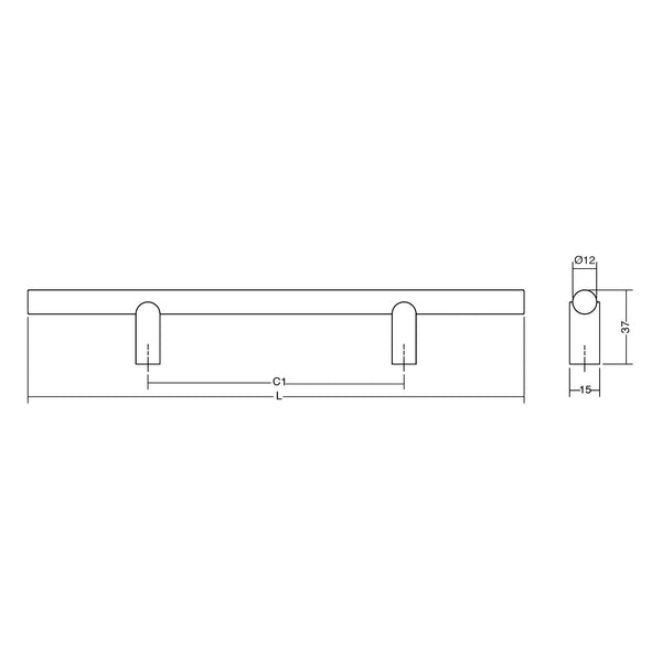Mâner mobilier Viefe Kumo, nuc și alamă periată, 480 mm (interax 320 mm) - imagine 2