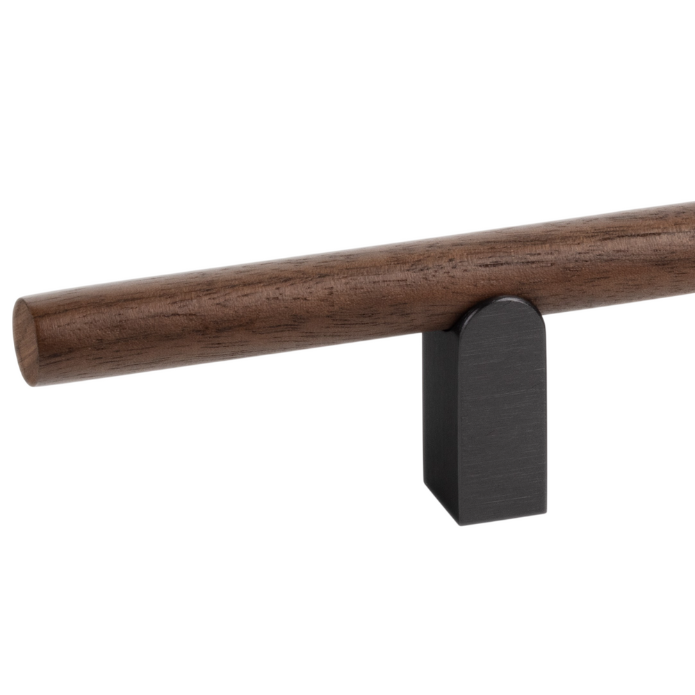 Mâner mobilier Viefe Kumo Wood, nuc și negru titan, 248 mm (interax 128 mm)