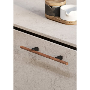 Mâner mobilier Viefe Kumo Wood, nuc și negru titan, 248 mm (interax 128 mm) - imagine 3